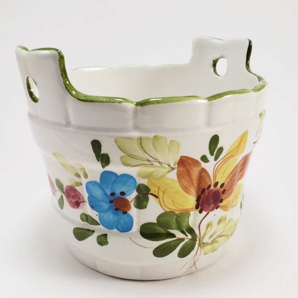Vintage Handcrafted Hand Painted Portuguese for FTD Planter Floral Pot Container